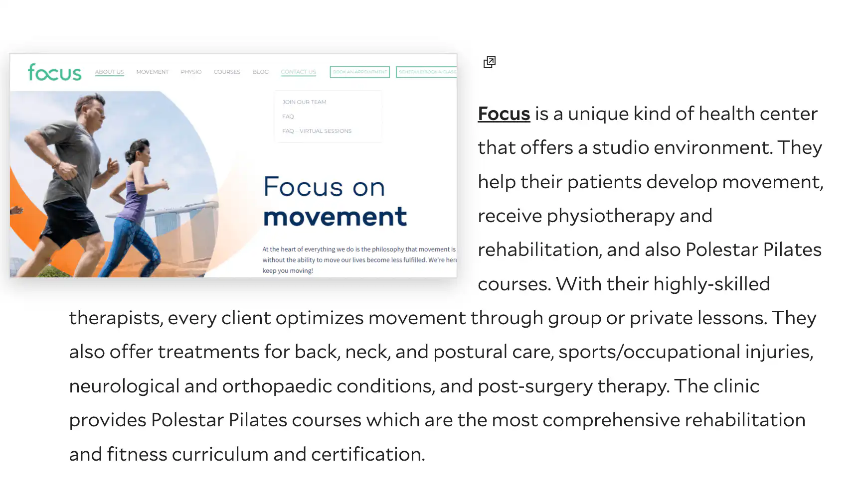 Focus movement featured on wisemove